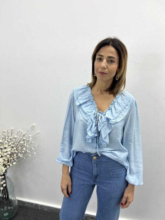 Camisa Volantes Azul